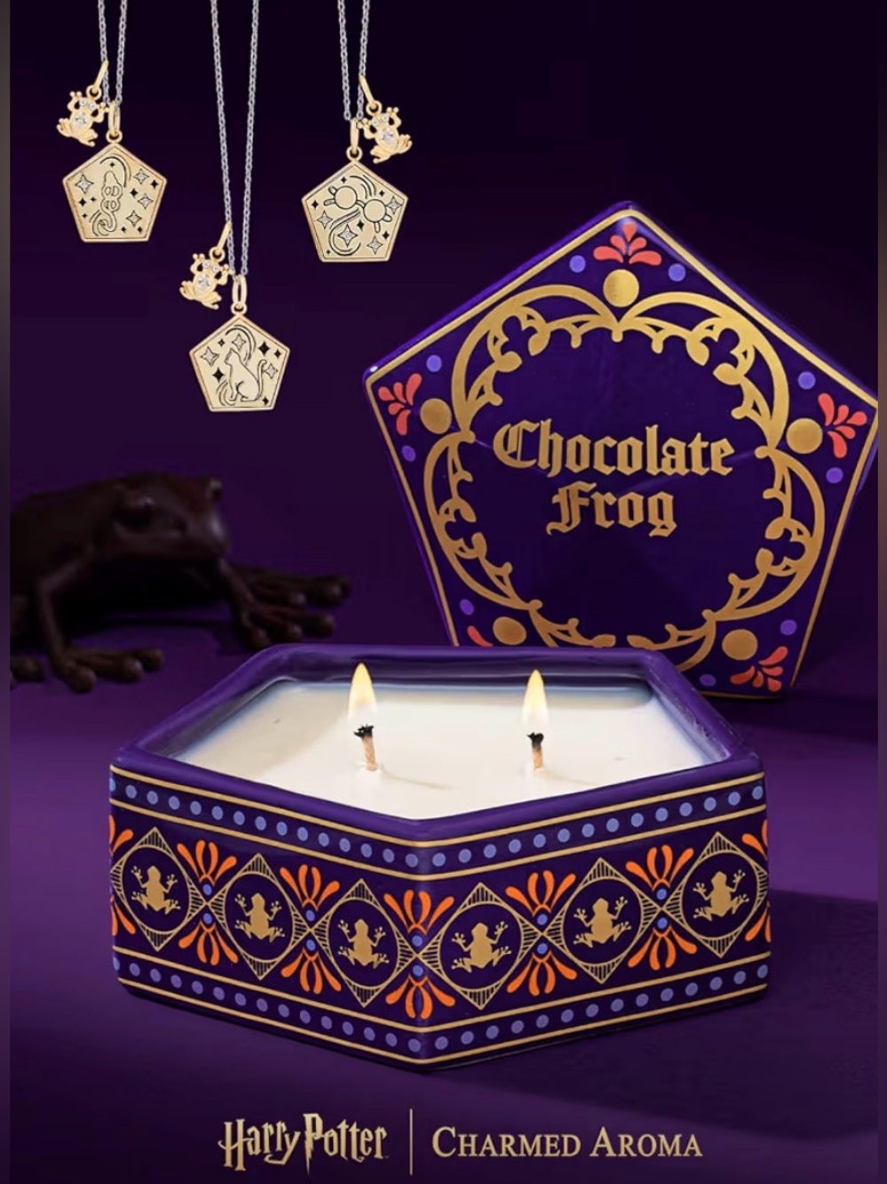 Chocolate Frog Tin - Purple and Gold Decorative Candle